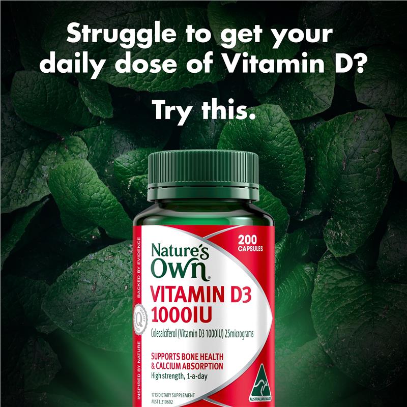 Load image into Gallery viewer, Nature's Own Vitamin D3 1000iu 200 Capsules
