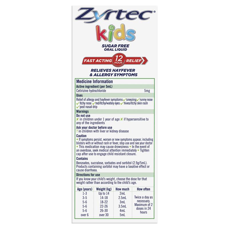 Load image into Gallery viewer, Zyrtec Kids Antihistamine Allergy &amp; Hayfever Oral Liquid Grape 120mL
