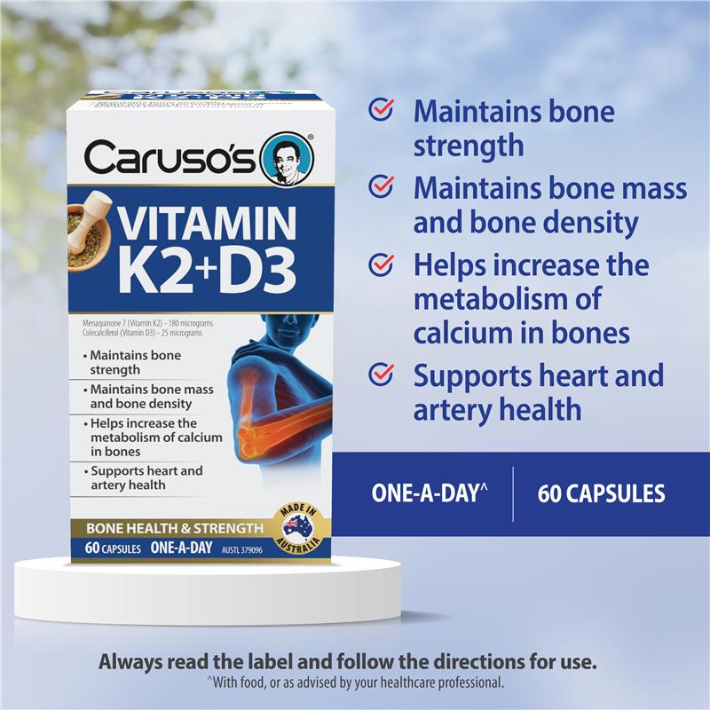 Load image into Gallery viewer, Carusos Vitamin K2 + D3 60 Capsules
