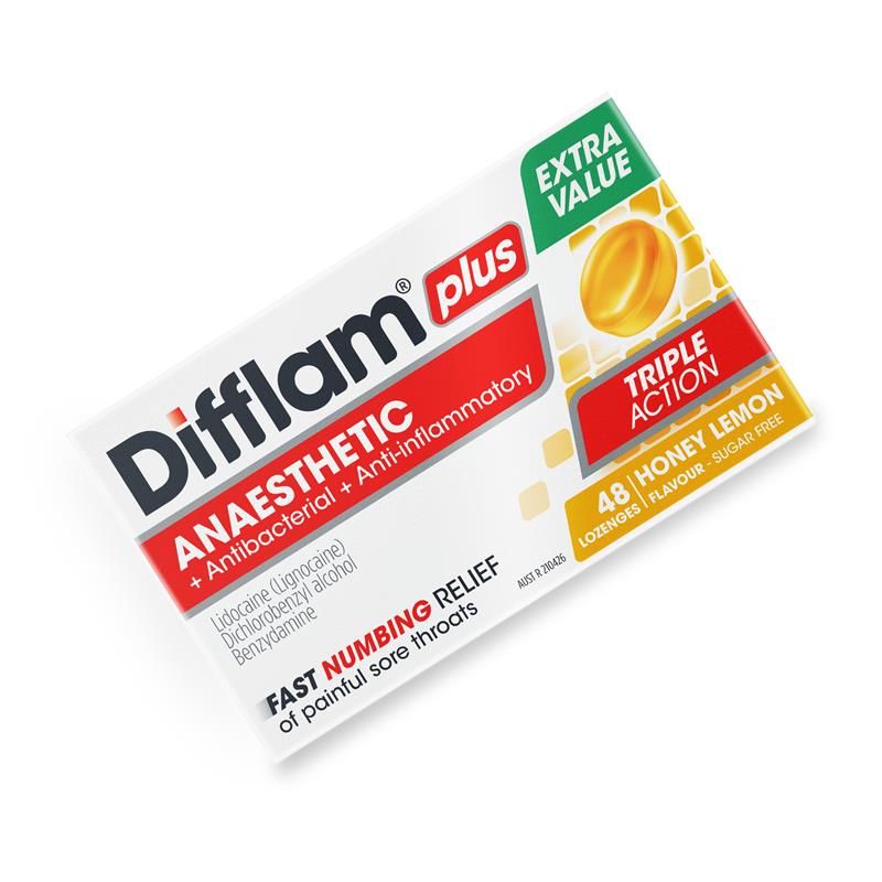 Load image into Gallery viewer, Difflam Sore Throat Sugar Free Honey And Lemon 48 Lozenges
