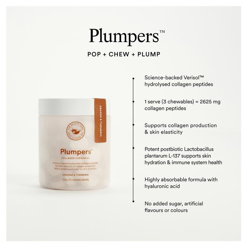 Load image into Gallery viewer, The Beauty Chef Plumpers Orange Collagen Peptides 75 Chewable Tablets

