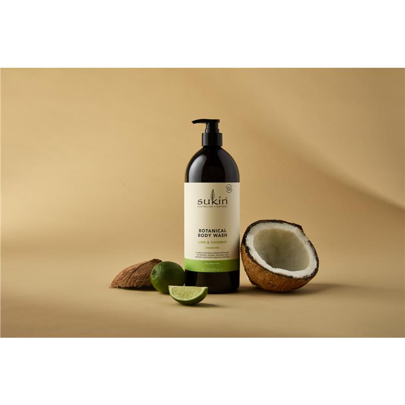 Load image into Gallery viewer, Sukin Botanical Body Wash Lime &amp; Coconut 1 Litre Pump
