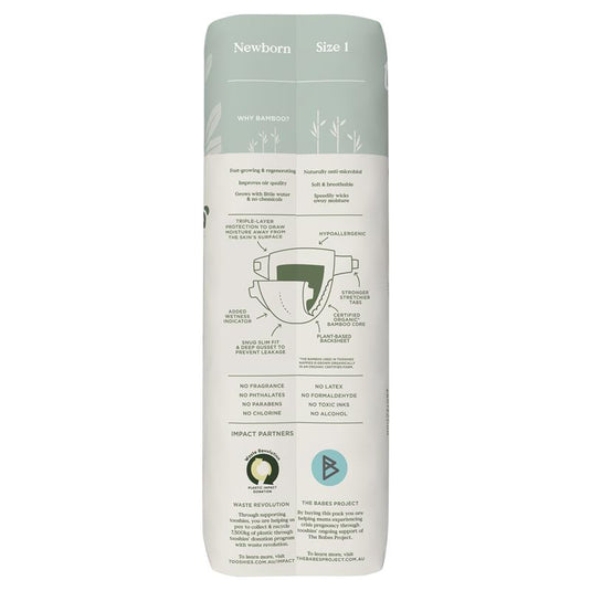 Tooshies Eco Nappies with Organic Bamboo Size 1 Newborn 3-5kg, 52 Pack