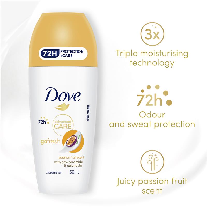 Load image into Gallery viewer, Dove Women Advanced Care Antiperspirant Deodorant 72h Roll On Passionfruit 50ml
