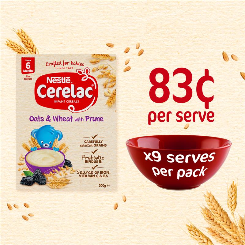 Load image into Gallery viewer, Nestle CERELAC Oats &amp; Wheat with Prune Baby Cereal Stage 2 – 200g
