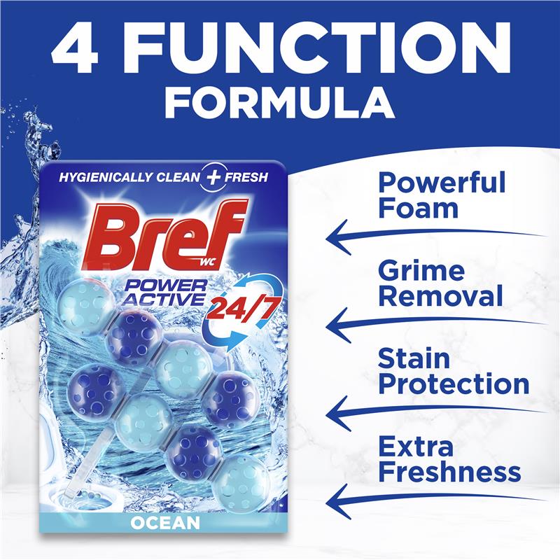 Load image into Gallery viewer, Bref Power Active Toilet Cleaner Ocean Breeze Twin Pack 100g
