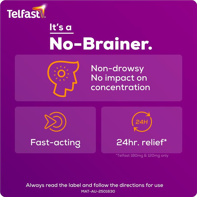 Load image into Gallery viewer, Telfast Hayfever Allergy Relief 180mg Antihistamine Tablets Non-Drowsy - 10 Pack
