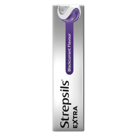 Strepsils Extra Blackcurrant Sore Throat Pain Relief with Anaesthetic Lozenges 16 Pack