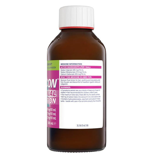 Gaviscon Dual Action Liquid Peppermint 500ml