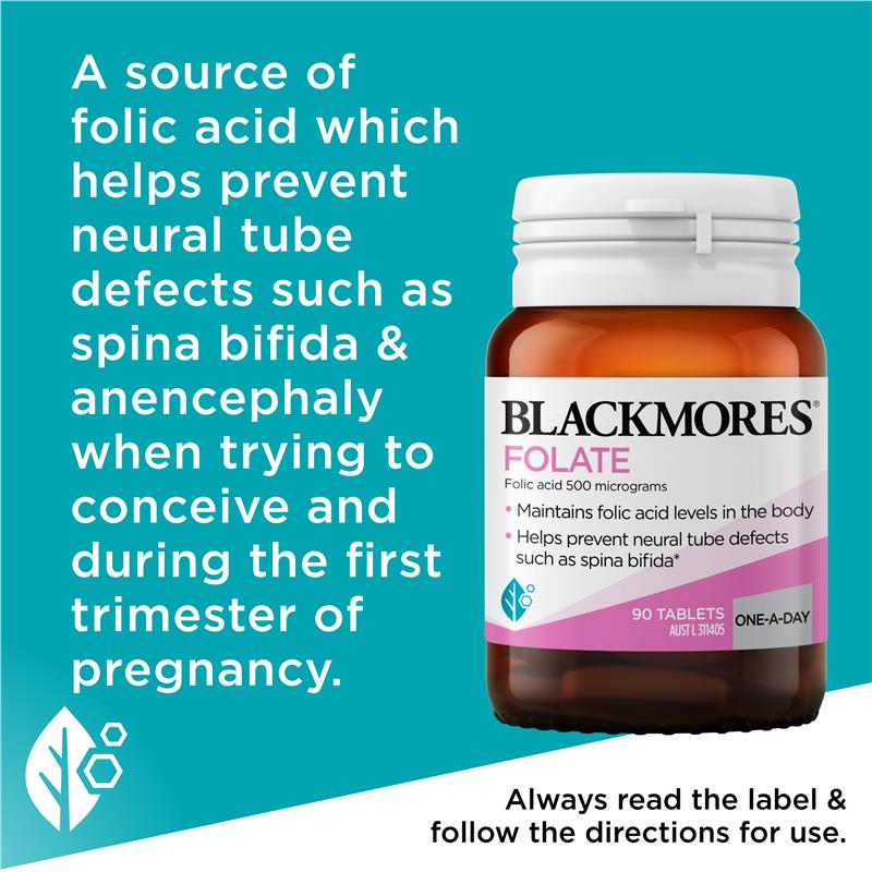 Load image into Gallery viewer, Blackmores Folate 500mcg 90 Tablets
