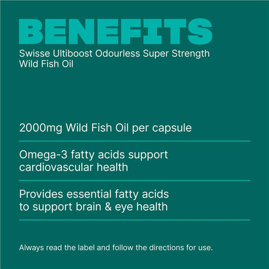 Swisse Ultiboost Odourless Super Strength Wild Fish Oil 2000mg 300 Capsules Exclusive Size