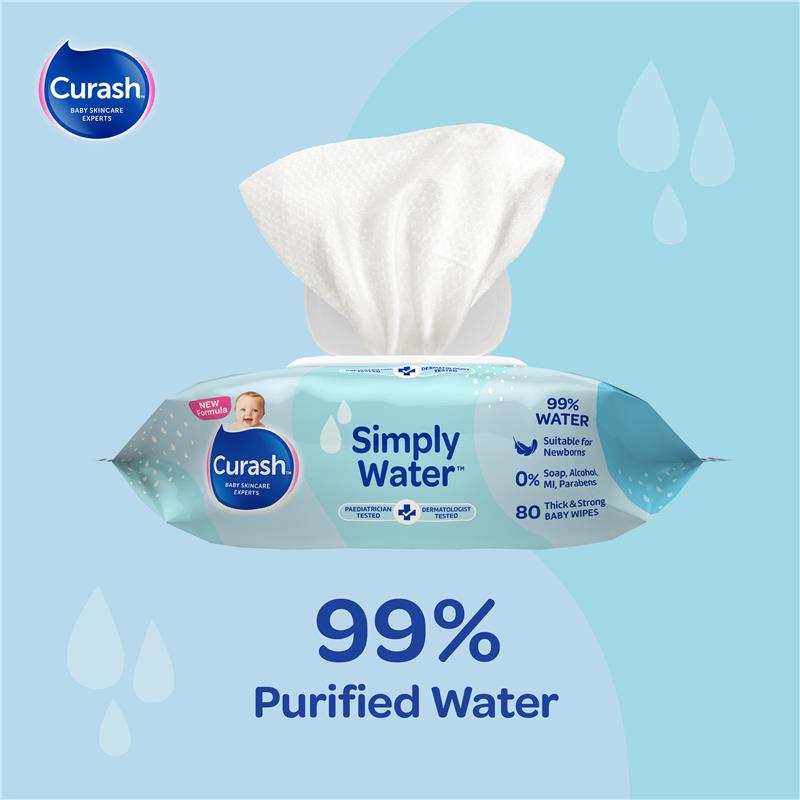Load image into Gallery viewer, Curash Simply Water Wipes 8x80 Pack
