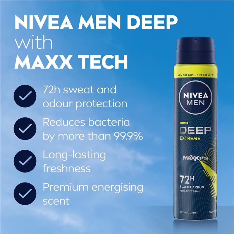 Load image into Gallery viewer, NIVEA MEN Deodorant Deep Extreme 72hr 250ml
