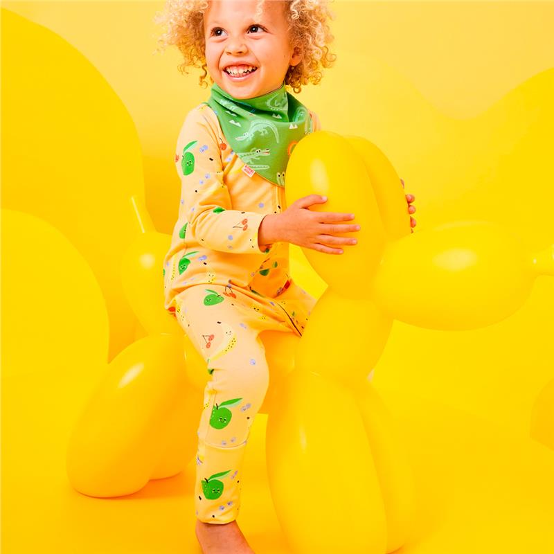 Load image into Gallery viewer, Bambi Mini Co. Wrigglesuit Unisex Orange Fruit Salad 6-12 With Grippy Feet
