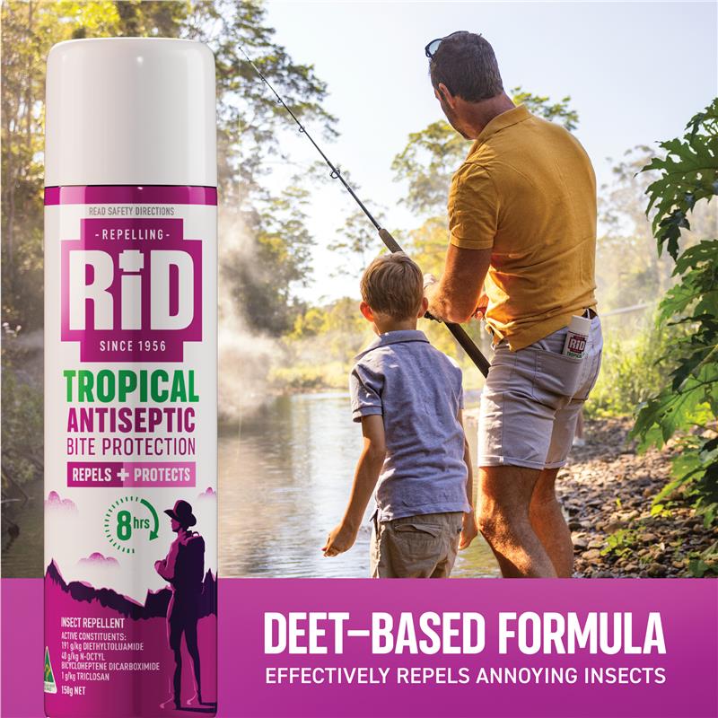 Load image into Gallery viewer, Rid Tropical Strength Medicated Insect Repellent Aerosol 150g

