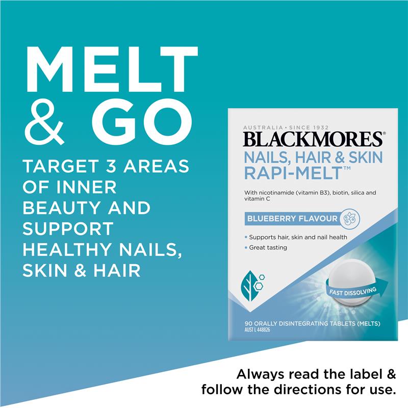 Load image into Gallery viewer, Blackmores Nails Hair+Skin Melt 90 Tablets
