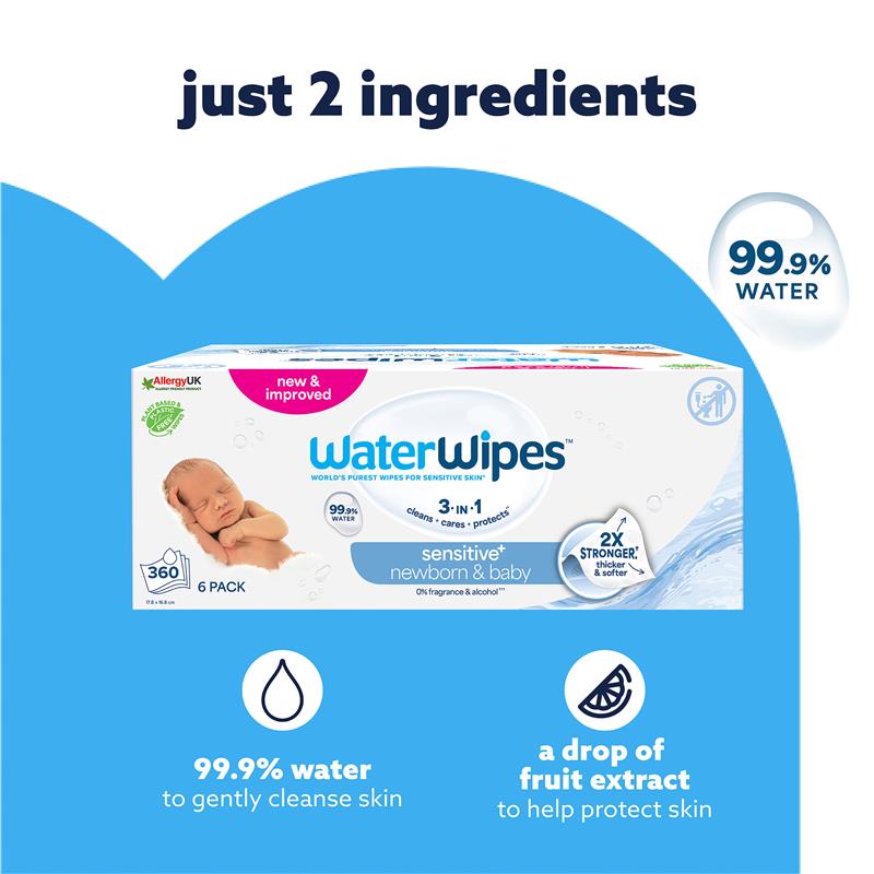 Load image into Gallery viewer, WaterWipes Baby &amp; Newborn Sensitive Wipes 360 Pack
