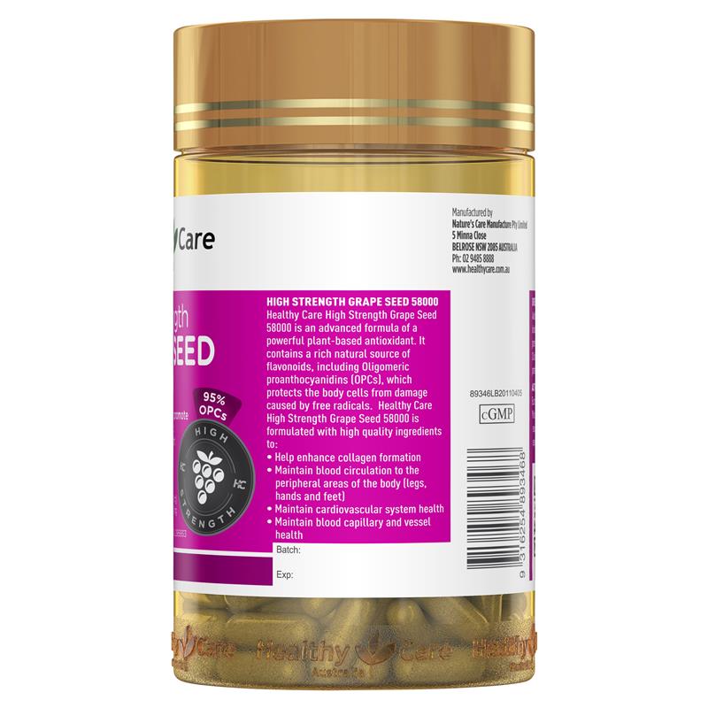 Load image into Gallery viewer, Healthy Care High Strength Grape Seed 58000 200 Capsules
