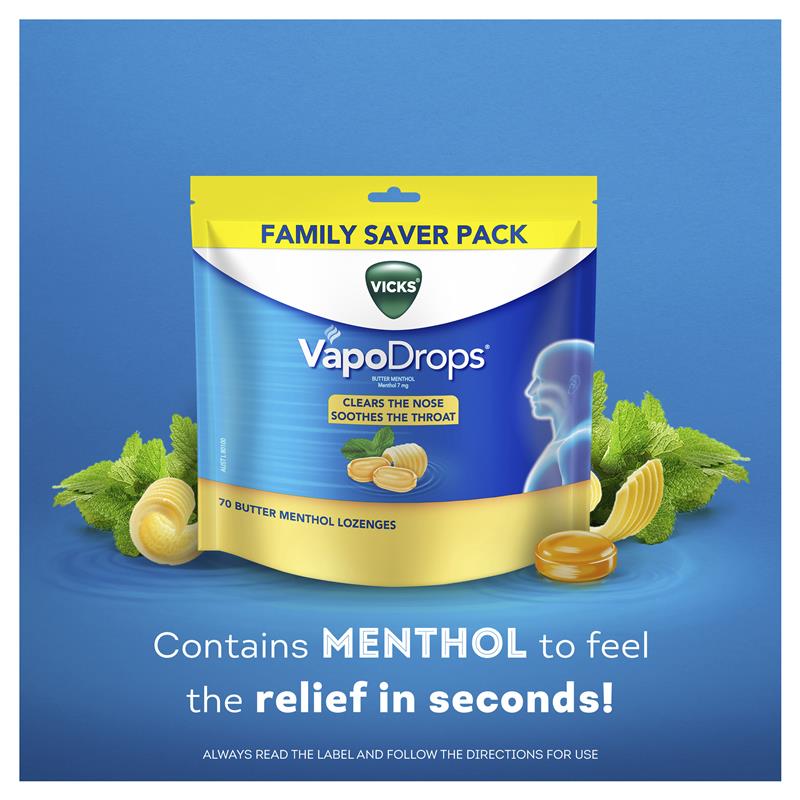 Load image into Gallery viewer, Vicks VapoDrops Butter Menthol 70 Lozenges
