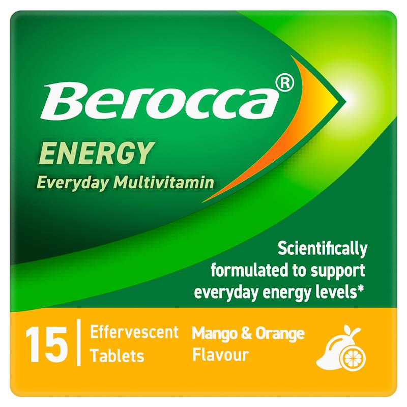 Load image into Gallery viewer, Berocca Energy Mango And Orange 15 Effervescent Tablets
