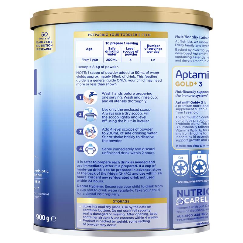 Load image into Gallery viewer, Aptamil Gold+ 3 Toddler Nutritional Supplement From 1 Year 900g
