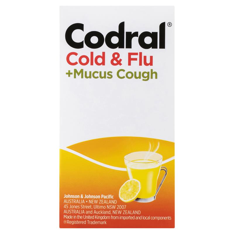 Load image into Gallery viewer, Codral Cold &amp; Flu + Mucus Cough Max Strength Hot Drink Oral Powder Lemon 10 Pack
