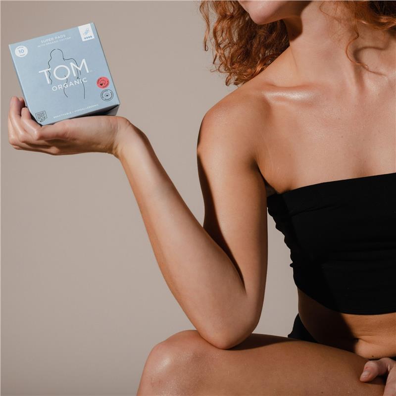 Load image into Gallery viewer, TOM Organic Ultra Thin Pads Super 10 Pack
