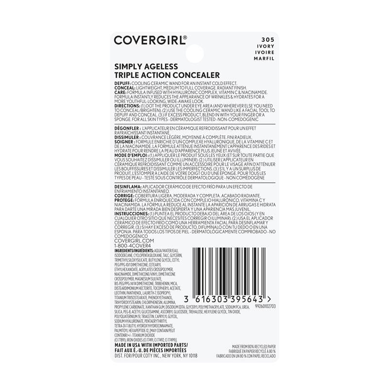 Load image into Gallery viewer, Covergirl Simply Ageless Triple Action Concealer 305 Ivory 7.3ml
