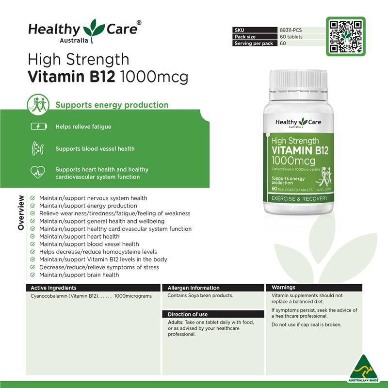 Load image into Gallery viewer, Healthy Care B12 1000mcg 60 Tablets
