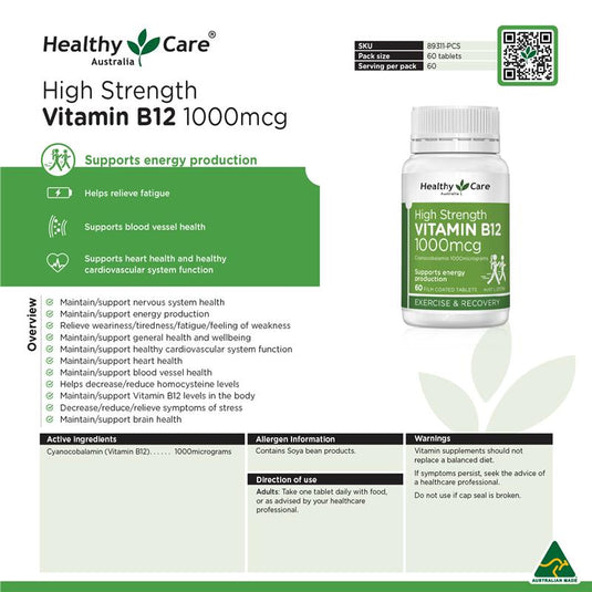 Healthy Care B12 1000mcg 60 Tablets