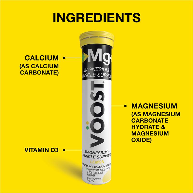 Load image into Gallery viewer, Voost Magnesium + Muscle Support Lemon Effervescent 20 Pack

