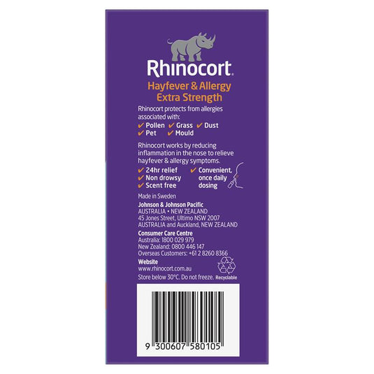 Rhinocort Extra Strength Hayfever & Allergy Nasal Spray 120 Sprays x 2 Pack