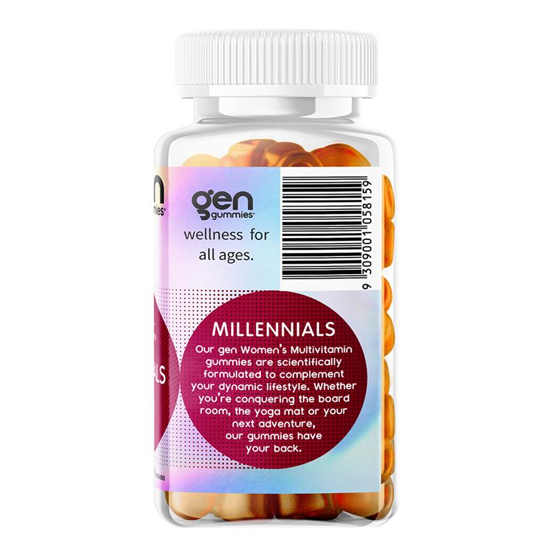 Load image into Gallery viewer, GEN Millennial Gummies Women's Multivitamin Raspberry 60 Pack
