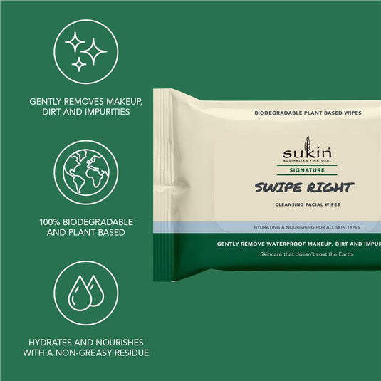 Sukin Signature Swipe Right Cleansing Facial Wipes 25 Sheets