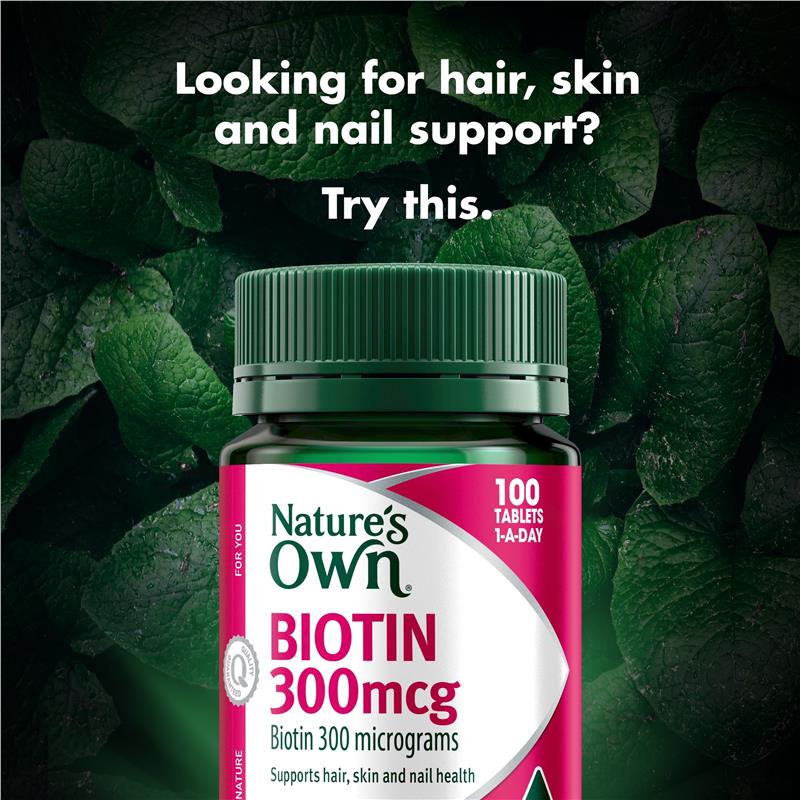 Load image into Gallery viewer, Nature's Own Biotin 300mcg 100 Tablets

