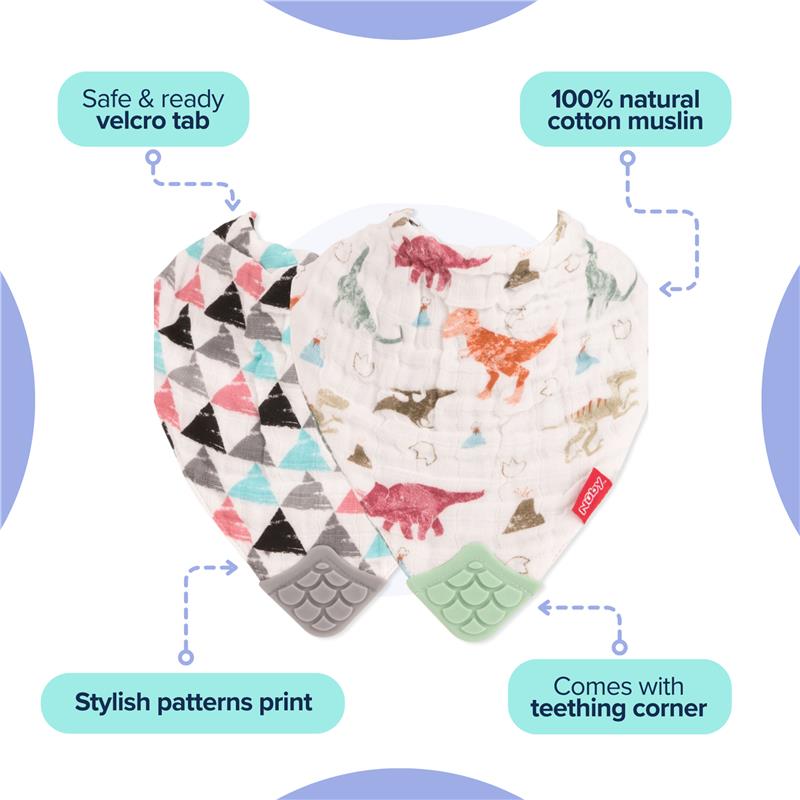 Load image into Gallery viewer, Nuby Muslin Bandana Bib with Teething Corner Girl 2 Pack
