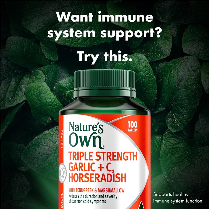 Load image into Gallery viewer, Nature's Own Triple Strength Garlic C Horseradish 100 Tablets
