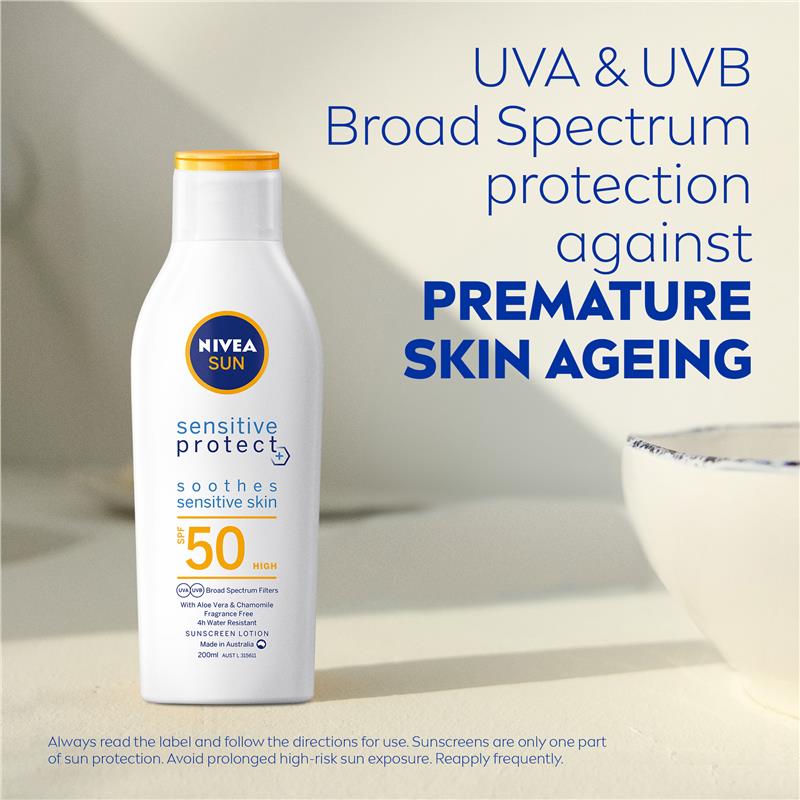Load image into Gallery viewer, NIVEA Sun Sensitive Protect SPF50 Sunscreen Lotion 200ml
