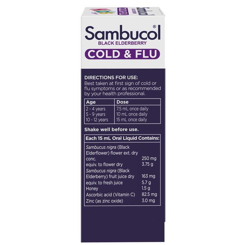 Load image into Gallery viewer, Sambucol Black Elderberry Cold &amp; Flu Kids Liquid 120mL
