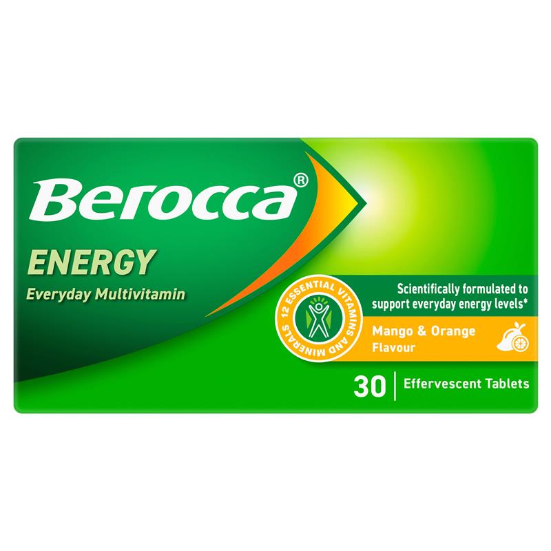 Load image into Gallery viewer, Berocca Energy Mango And Orange 30 Effervescent Tablets
