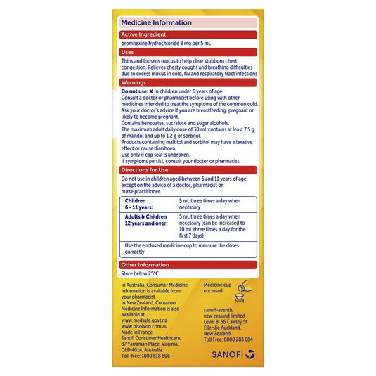 Bisolvon Chesty Forte Oral Cough Liquid 200ml