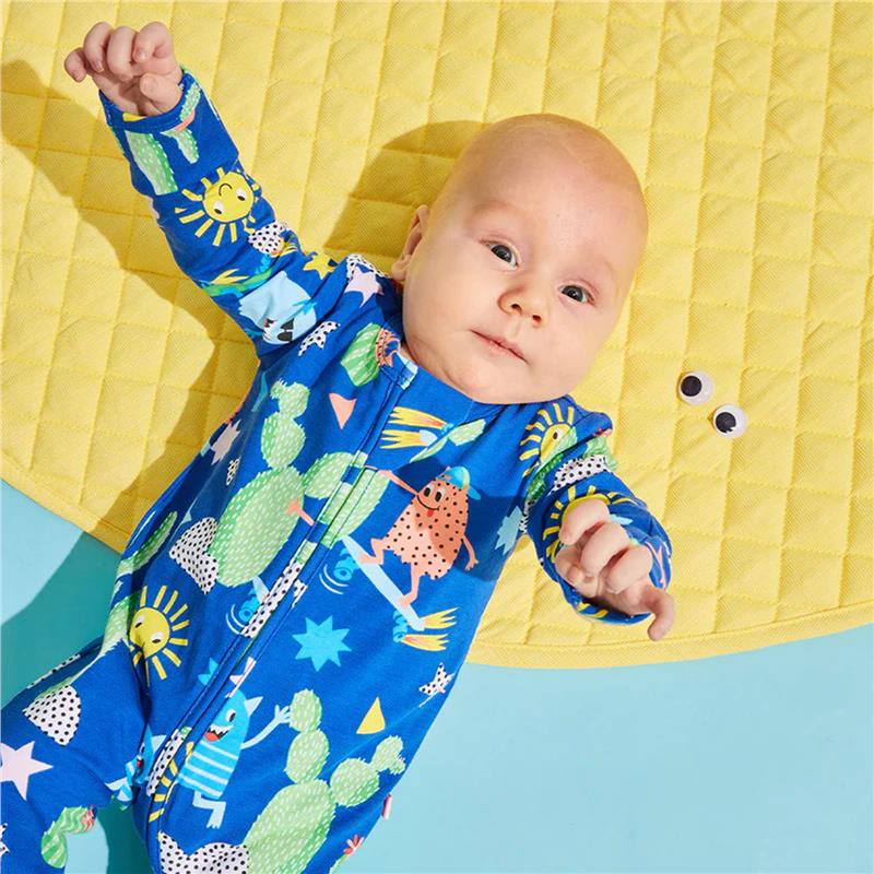 Load image into Gallery viewer, Bambi Mini Co. Wrigglesuit 6-12 Months (with Grippy Feet) Beaucoup Blue
