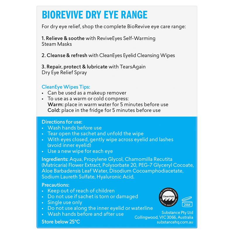Load image into Gallery viewer, BioRevive Clean Eyes Eyelid Cleansing Wipes 30 Pack
