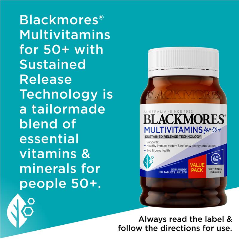 Load image into Gallery viewer, Blackmores Multivitamin For 50+ Sustained Release 150 Tablets Exclusive Size
