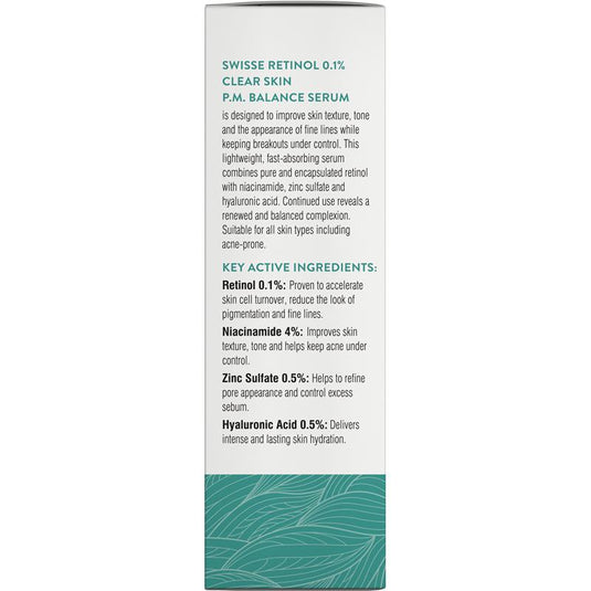 Swisse Skincare Retinol 0.1% Clear Skin PM Balance Serum 30ml