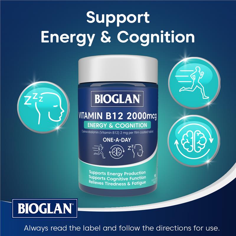 Load image into Gallery viewer, Bioglan Vitamin B12 2000mcg 90 Tablets
