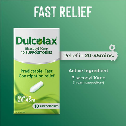 Dulcolax Laxatives Suppositories for Constipation Relief 10 Pack