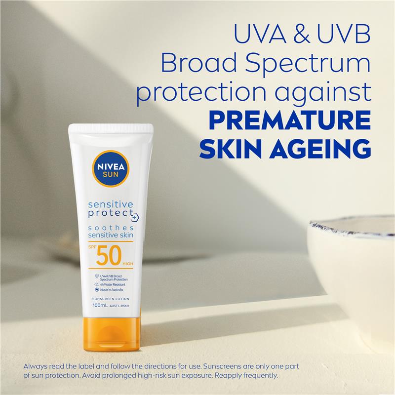 Load image into Gallery viewer, NIVEA Sun Sensitive Protect SPF50 Sunscreen Lotion 100ml
