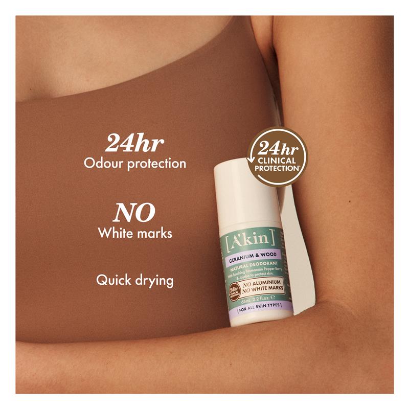 Load image into Gallery viewer, Akin Geranium &amp; Wood Deodorant Roll On 65ml
