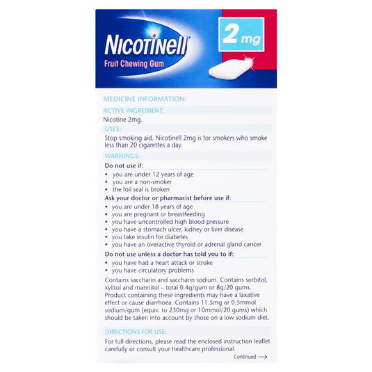 Nicotinell Chewing Gum 2mg Fruit 96